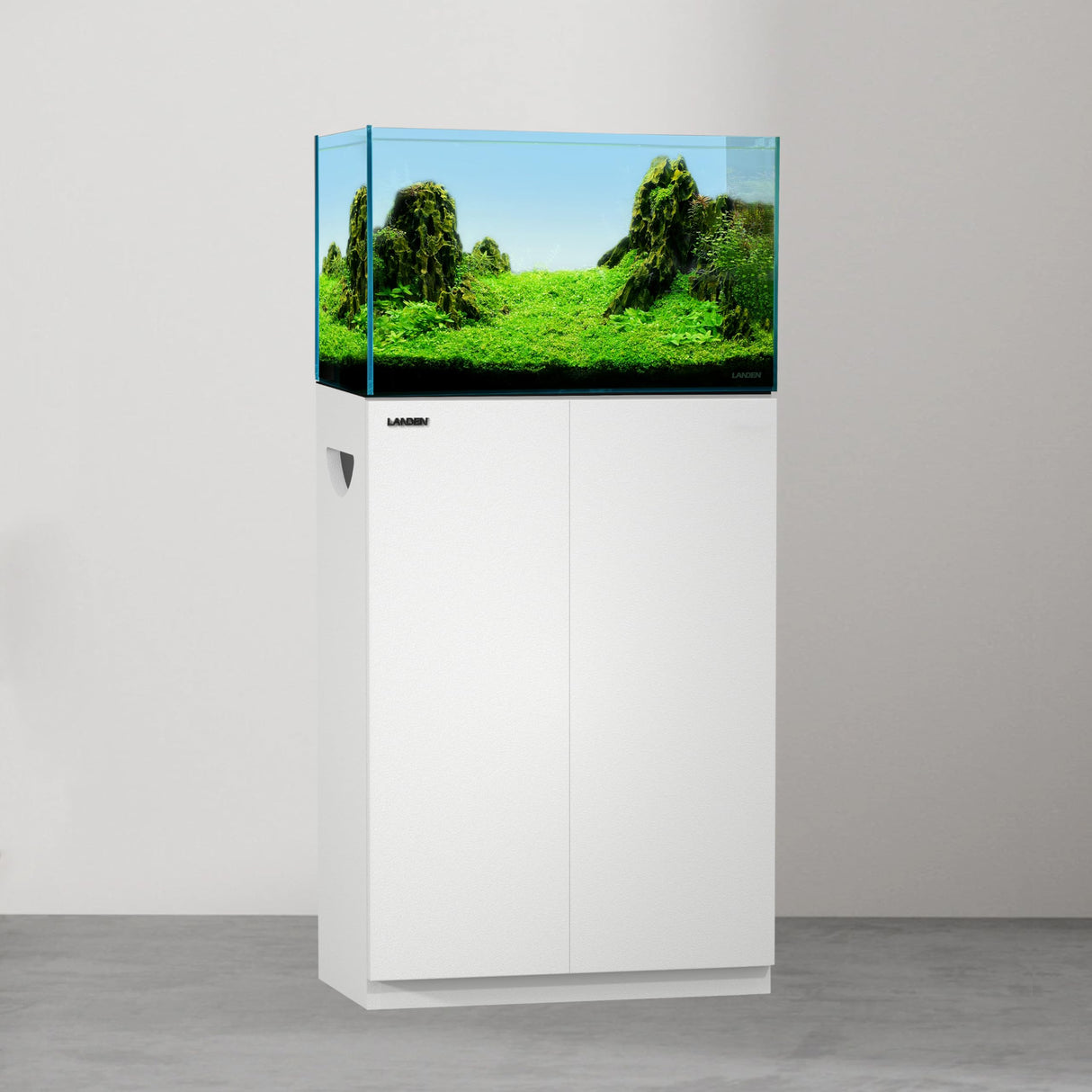 LANDEN Aquarium Wooden Stand and Cabinet Fish Reptile Sea Salt Water Tank Stand, Nano Foam Leveling Mat Included, W23.6xD11.8xH31.49 in, Matte White Painted (Stand Only) LANDEN