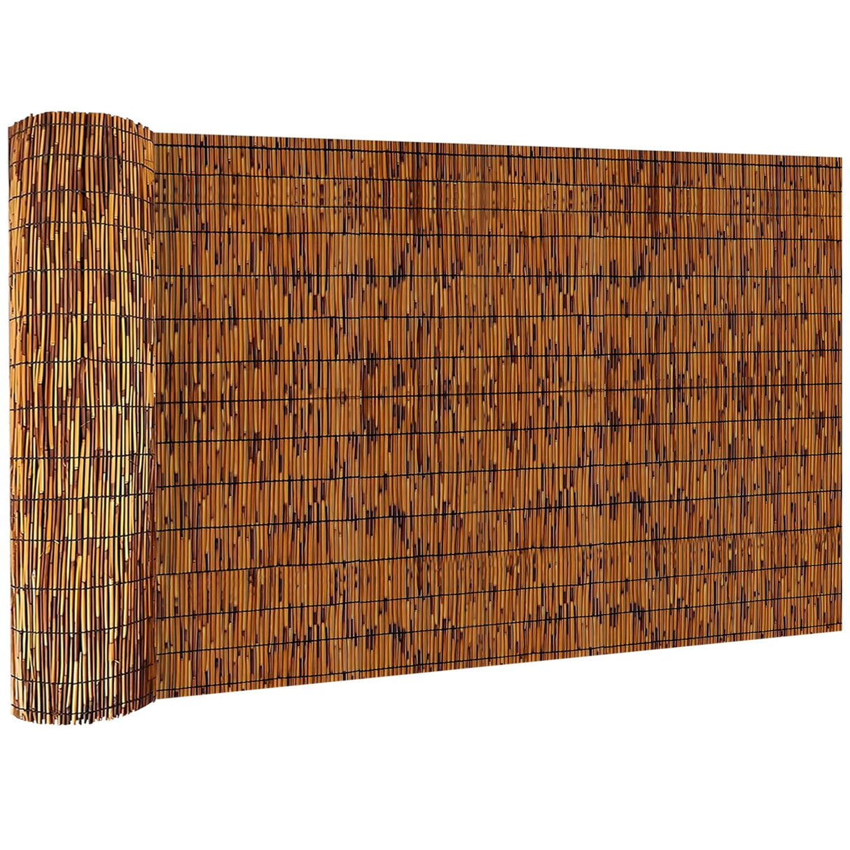 KOIUEYW Natural Reed Fencing Rolls, Decorative Bamboo Fencing 4ft High Roll Reed Screen Curtain, Natural Reed Bamboo Fencing for Outdoor Balcony Patio Garden Backyard (Light Russet) KOIUEYW