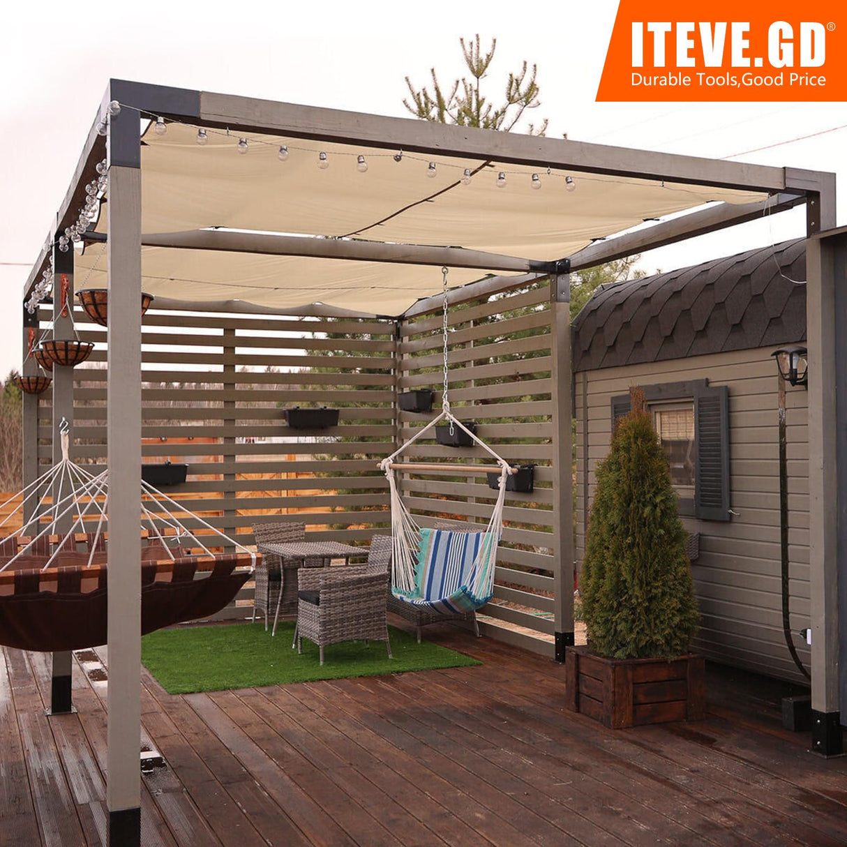 ITeVe.GD Pergola DIY Kit,2 Pcs 4-Way Right Angle Corner Brackets Elevated Wood Stand with Screws for 4"x4"(Inner Size:3.5"x3.5") Wood Beams,Pergola,Garden,sunroom kit Lumber&Metal Gazebo… ITeVe.GD