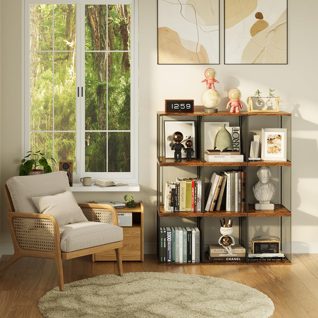 Dmevkic 2 Cube Organizer Book Shelfs DIY Variable Stackable Cube Storage Organizer for Kid Bedroom,Living Room,Small Bookshelf Black Brown Wooden Dmevkic