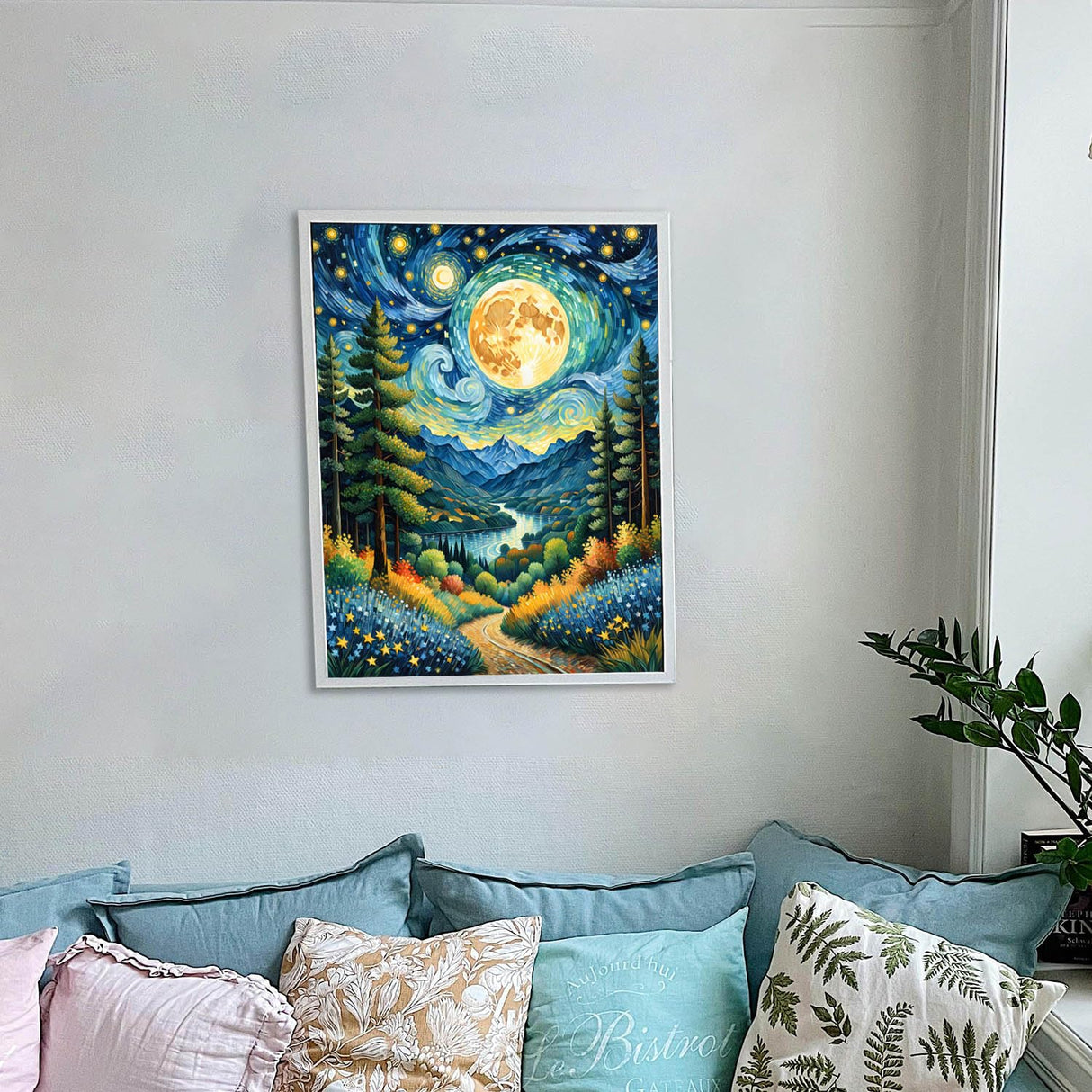 Lovepefe Moon Diamond Art Painting Kits for Adults Forest Paint with Diamond Kit for Beginners DIY Full Drill Gem Art Home Wall Decor 12 X 16 Inch Lovepefe