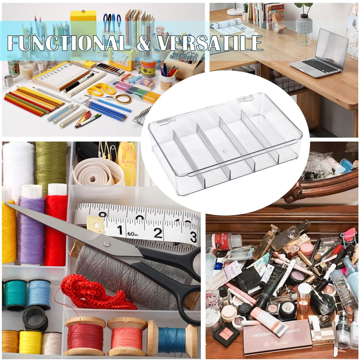 FORUP Sunglasses Organizer, Plastic Stackable Eyeglass Case Storage Organizer, Sunglass Glasses Storage Box with Hinged Lid, 5 Sections, 3 Pack, Clear FORUP