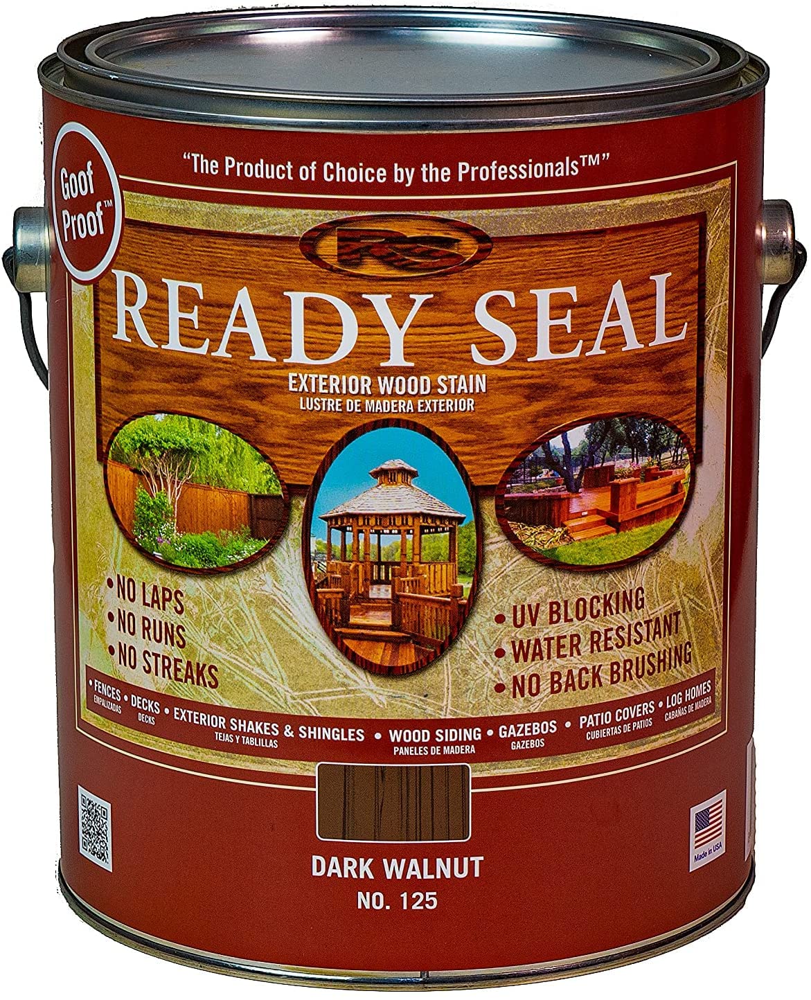 Ready Seal Stain & Sealer for Wood, Outdoor Deck and Fence - All-in-One Exterior Wood Stain and Waterproofing Sealant – Easy to Apply, No Back Brushing Needed, UV Protection - 1 Gallon, Dark Walnut Norkan, Inc.