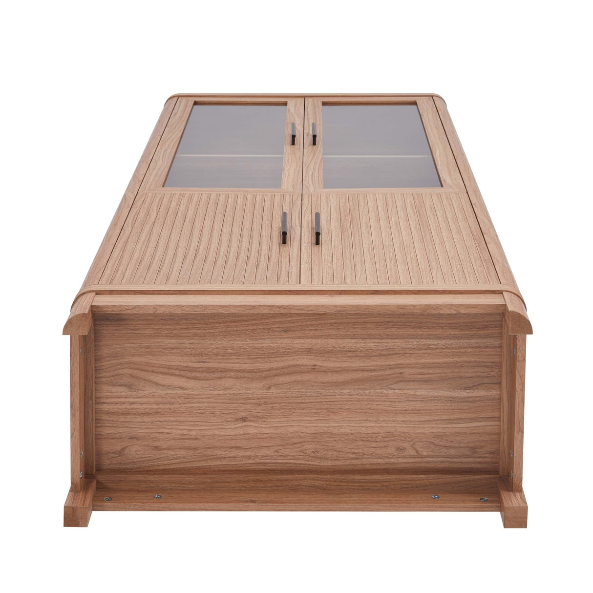 Manhattan Comfort Jodie Bookcase with 6 Adjustable Shelves, Tempered Glass Doors and Ribbed Wood Accents, Mid-Century Modern Book Shelf for Home Office & Living Room Storage, Set of 1, Maple Manhattan Comfort