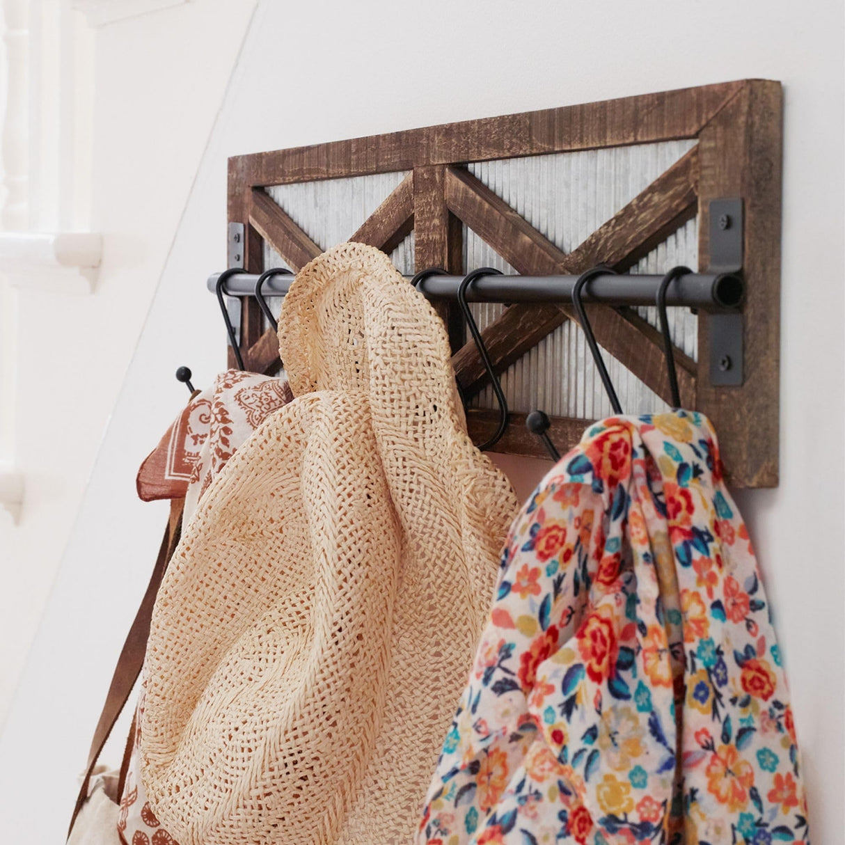 Autumn Alley Rustic Coat Rack Wall Mount – Multi-Purpose Farmhouse Wood and Metal Coat Hooks Wall Mount for Entryway, Bathroom, or Kitchen Autumn Alley