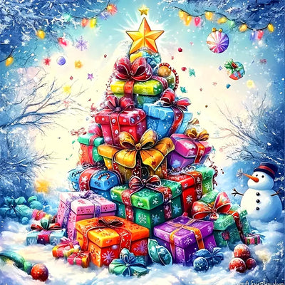 Christmas Tree Snowman Diamond Painting Kits for Adults,5D Winter Diamond Art Kits for Adults Beginners,DIY Full Round Drill Diamond Dot Painting Gem Art Kits for Adult,Home Wall Decor 13.8x13.8 Inch