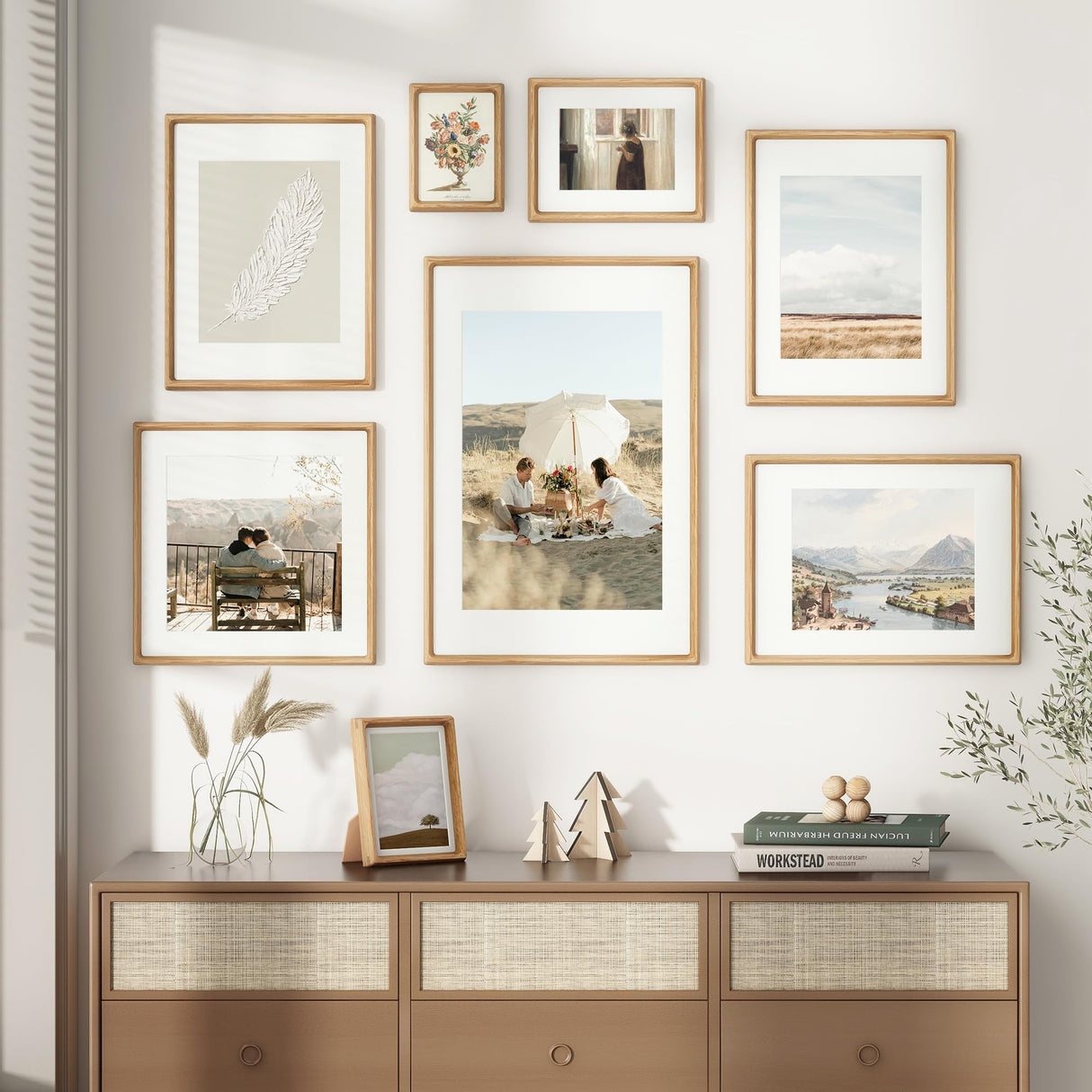 11x14 Picture Frame, USA-Sourced Oak Wood Photo Frame with HD Tempered Glass, Handcrafted Rounded Corner 11 x 14 Wooden Frame Matted to 8x10 Photos, 11x14 frame, Horizontal or Vertical Wall Display Fun Memories