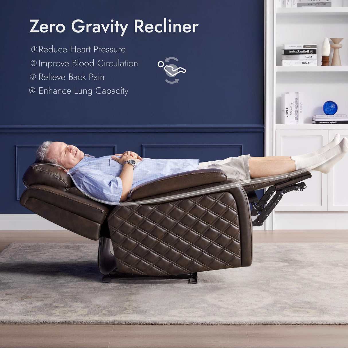 Watson & Whitely Genuine Leather Power Recliner Chairs for Adults, Zero Gravity Recliner with Power Headrest & Hidden Storage, Electric Reclining Sofa Chair for Living Room, Home Office, Dark Brown Watson & Whitely