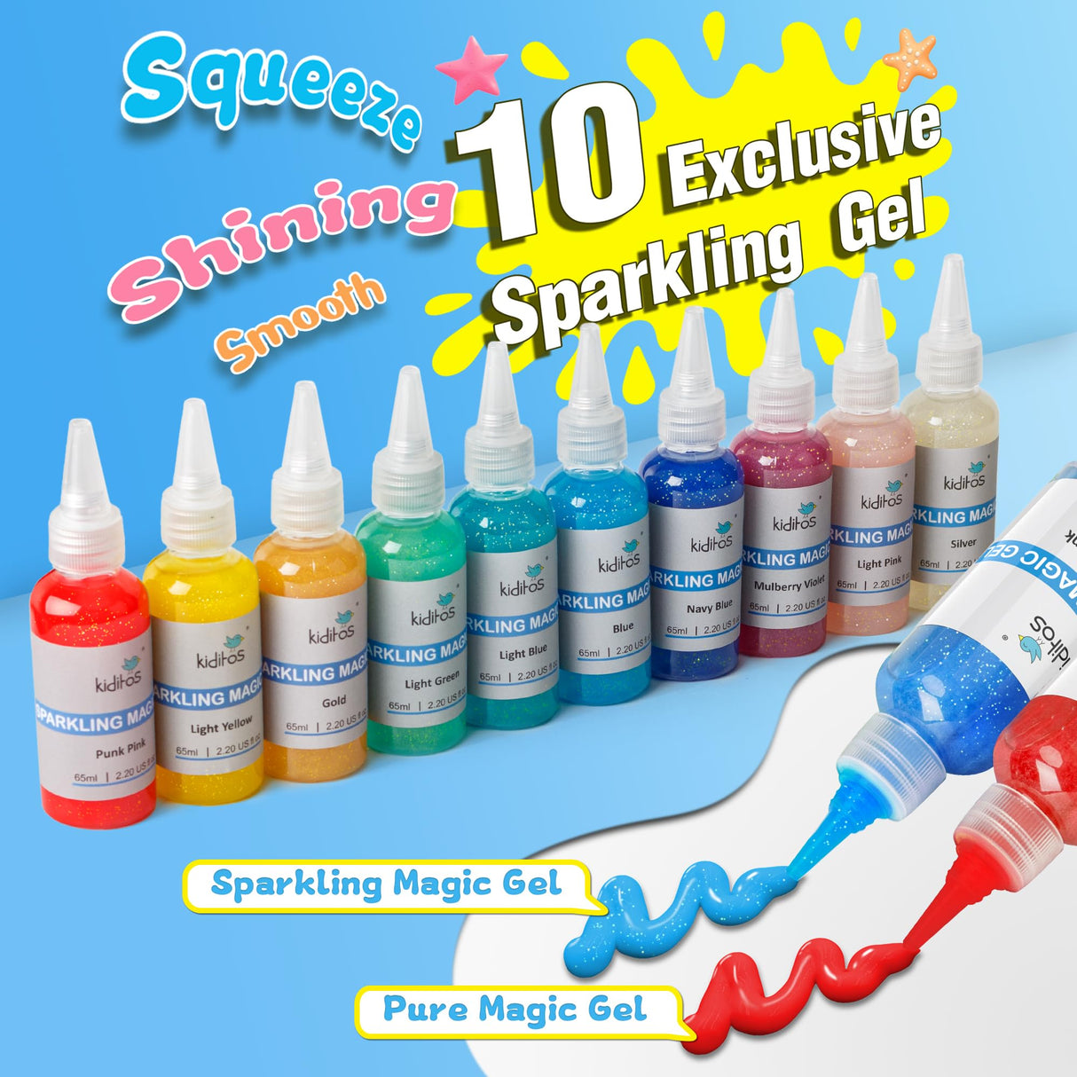 Kiditos Magic Water Elf Toy Kit, Aqua Fairy Water Gel Kit with 20 Magic Gels, 10 Sea Creature Molds. Christmas Gifts, Birthday Gifts, Party Favors, Arts & Crafts DIY STEM for Kids(20 Colors) Kiditos