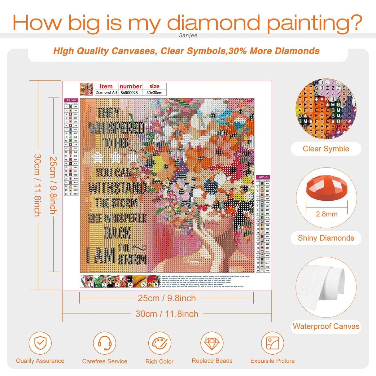 Sanjee Inspirational Diamond Painting Kits for Adults, 5D Diamond Art Kits for Beginner, DIY Round Full Drill Diamond Dots Paintings Diamond Painting for Home Wall Decoration Gift, 12x12inch Sanjee