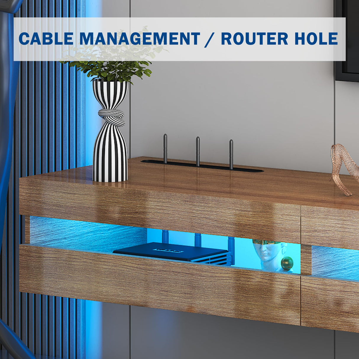 ANTISTA Floating TV Stand | 94.5'' Long Wall Mounted TV Shelf with Power Outlet, Modern Wooden Entertainment Center Media Console with Storage, High Gloss Large TV Cabinet, Up to 100 Inch TVS ANTISTA