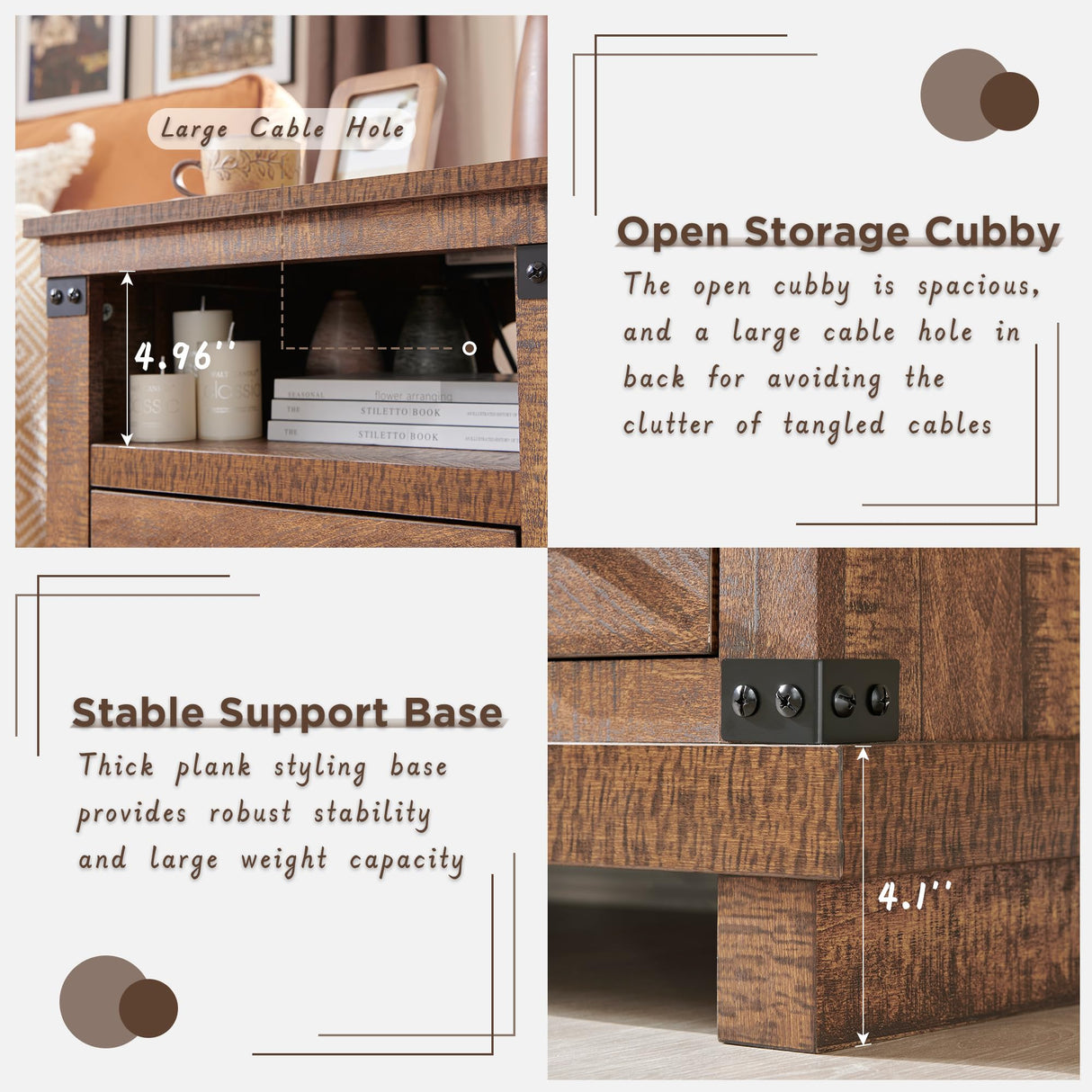 Farmhouse Nightstand with Charging Station, 18" Rustic Night Stand with 2 Storage Drawers, Wood End Table for Bedroom, Living Room, Reclaimed Barnwood RedLemon