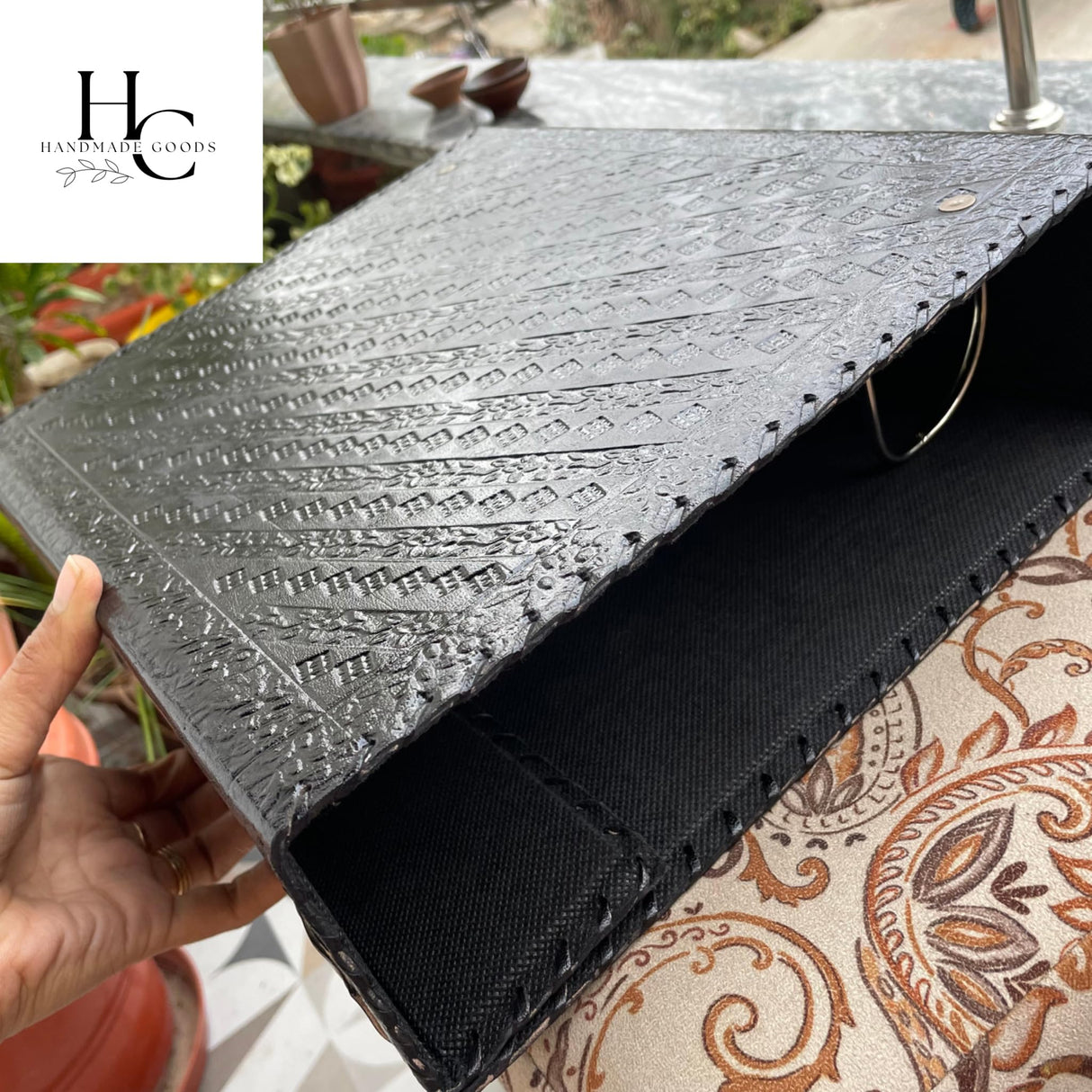 handborncraft Leather Ring Binder, Leather Portfolio for Men, 3 inch Large 3 Ring Leather Binder,Tree of Life Leather Binder, Leather Folder Organizer handborncraft