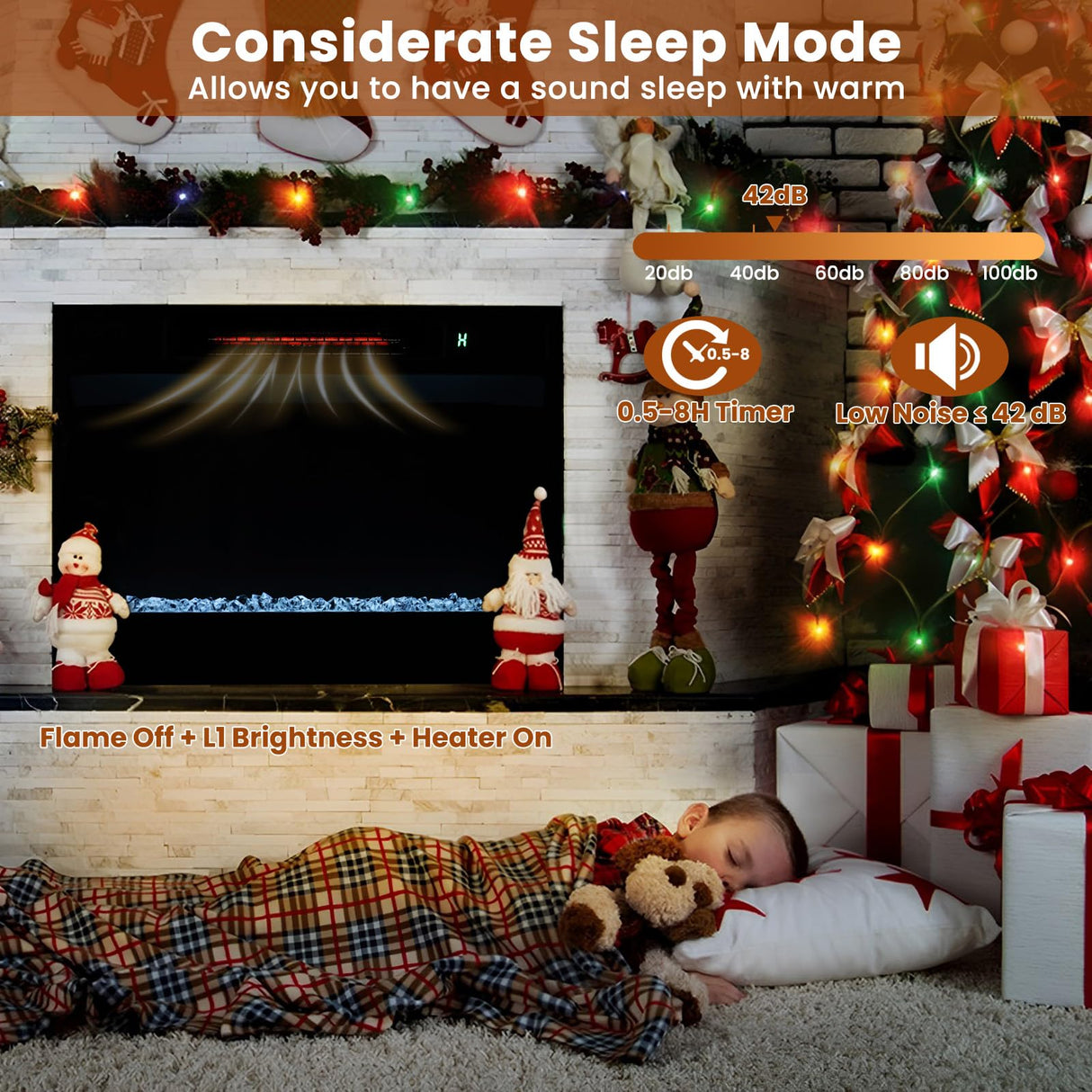 GOFLAME 23 Inch Electric Fireplace Insert, Recessed Quartz Fireplace Heater with 6 Flame Modes & 5 Brightness, Breathable Design, Remote Control, 8H Timer, Overheat Protection, 1500W GOFLAME