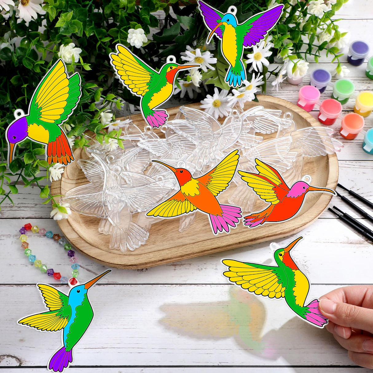 Yaomiao 30 Sets Summer Suncatchers Window Art Drawing Kits DIY Hummingbird Suncatcher Crafts Bulk Paint Your Own Window Hanging Ornaments for Home Birthday Party Favors Decor Gifts Yaomiao