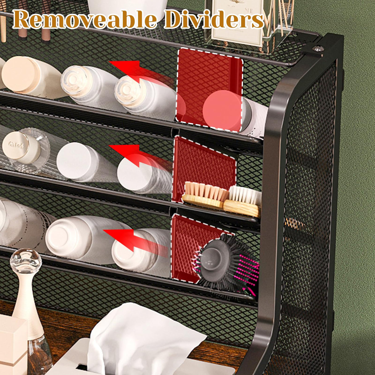 Jakyitvi 6-Tier Rolling Bathroom Storage Cart with Mesh Drawer, Metal Utility Cart with Lockable Wheels for Towels, Toiletries, and Cleaning Supplies, Organization Cart for Bathroom, Kitchen, Laundry Jakyitvi