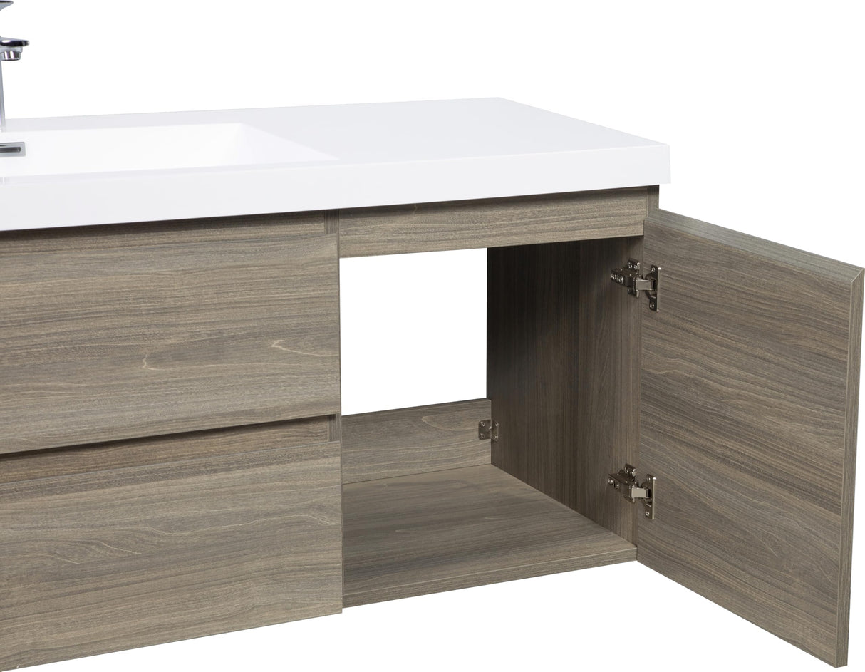 60" Floating Bathroom Vanity with Single Sink, Ash Grey, 2 Drawers, 2 Doors, Resin Top Basin,Easy to Install,for Bathroom,60 Bathroom Vanity,Floating Vanity Bathroom,Bathroom Sink Cabinet Generic