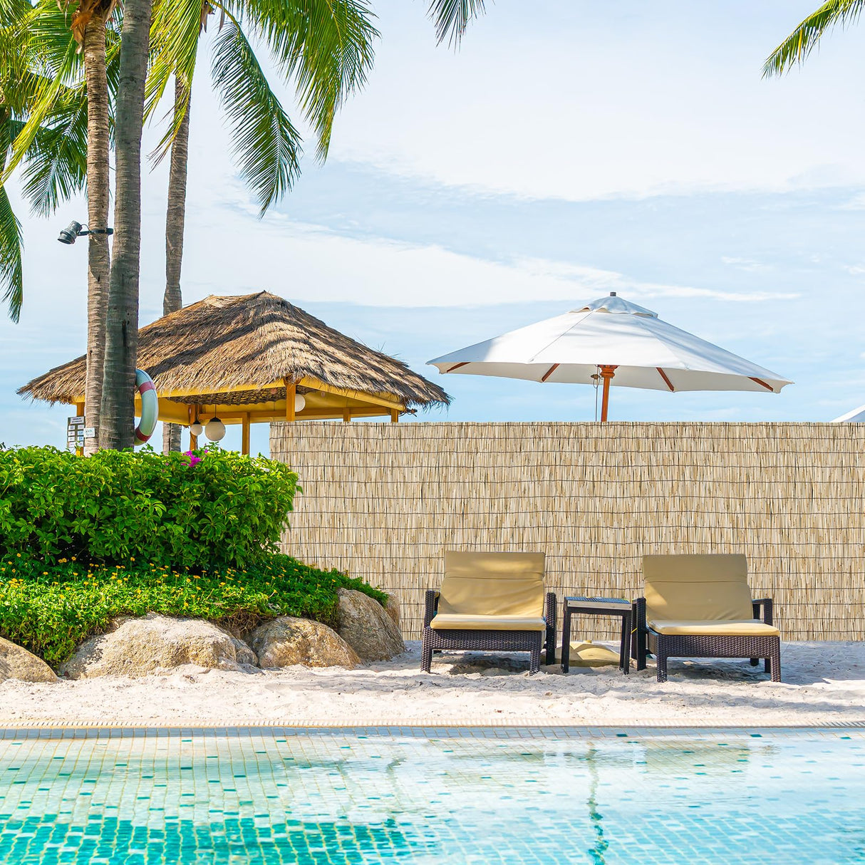 SHYDZYYC Natural 2 Pack 4FT X 16.4FT Reed Fencing Roll, Balcony Privacy Balcony Shade Reed Bamboo Fencing Garden Fence Border, Wind Block Sunshade Fence Screen for Outdoor Yard Patio Flower Bed Edge SHYDZYYC