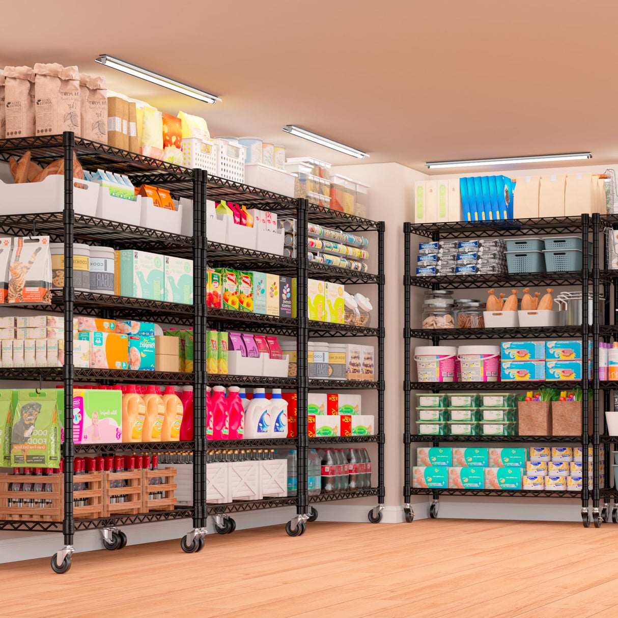 PrimeZone 6 Tier Wire Shelving with Wheels 78''H 1500lbs Storage Shelves NSF Certified Heavy Duty Steel Metal Shelf Adjustable Rolling Rack Kitchen Garage Closet Pantry Laundry 78''HX36''WX18''D PrimeZone