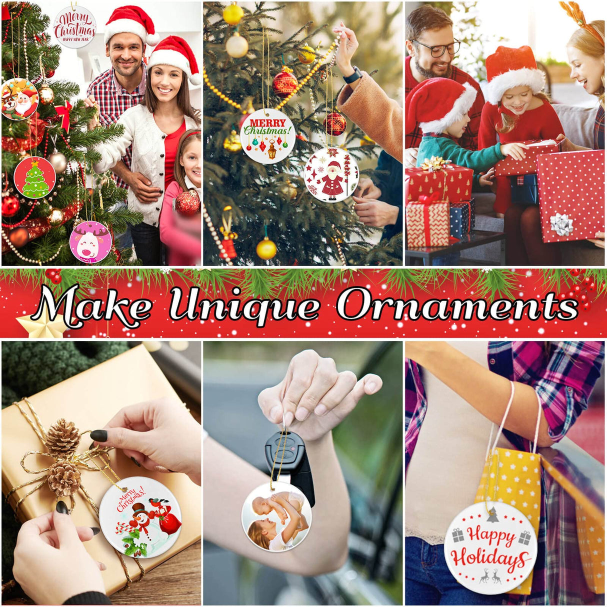 Billbotk 25 Pieces Sublimation Ornament Blanks, 3.15" Round Blank Sublimation Ornaments Sublimation Christmas Ornament Blanks for Christmas Tree Décor, DIY Handmade Crafts(3.15 inches) Billbotk