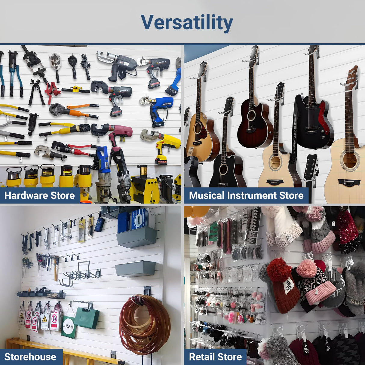 Neoaider Slatwall Panel 4 FT x 4 FT, Interlocking Slat Wall Paneling, Wall Mounted PVC Wallpanel, Suitable for Garage Storage and Organizer, Slatwall Board, Shelves - White Neoaider