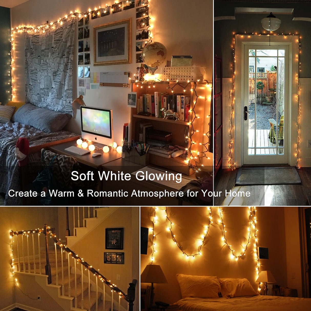 BrizLabs Clear Christmas Lights Outdoor 300 Count 69.6ft Incandescent Christmas Lights Connectable Warm White String Lights UL Certified Xmas Mini Lights Green Wire for Indoor Tree Holiday Party Decor BrizLabs