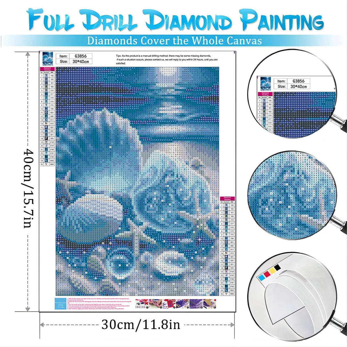 bleihum Seashell Diamond Painting Kits for Adults-Beach Diamond Art for Adult,Seashell Gem Painting Crafts Home Wall Decor,DIY 5D Gem Art Seashell Perfect for Relaxation(12x16 Inch) bleihum