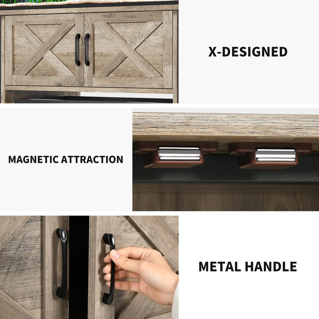 DWVO 40-50 Gallon Aquarium Stand with Power Outlets, Cabinet for Fish Tank Accessories Storage - Heavy Duty Metal Fish Tank Stand Suitable for Turtle Tank, Reptile Terrarium, 660LBS Capacity, Grey DWVO