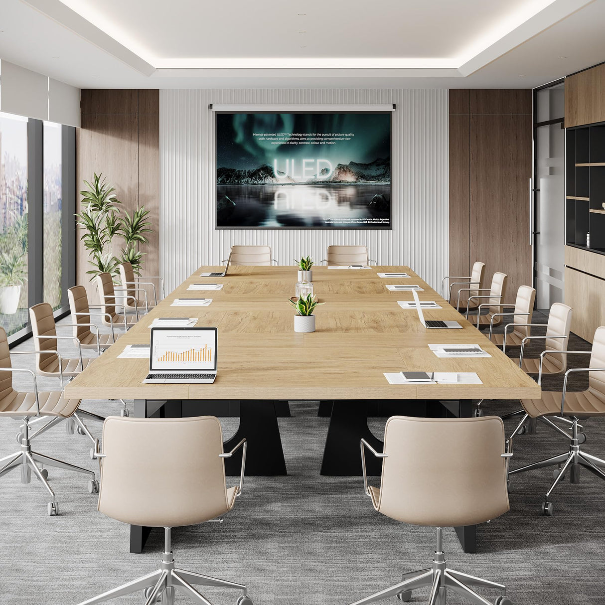 Tribesigns Large Conference Table, 70.9 Inches Rectangular Office Desk, Rustic Wood Conference Meeting Room Table for 6-8 People, Business Seminar Tables, Breakroom, Reception Office Furniture, Oak Tribesigns