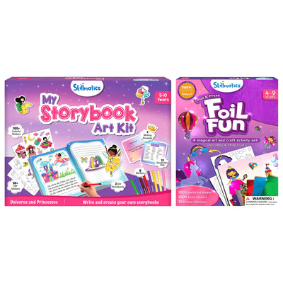 Skillmatics Storybook Art Kit & Foil Fun Unicorns & Princesses Theme Bundle, Gifts for Toddlers, Girls & Boys Ages 5, 6, 7, 8, 9, 10