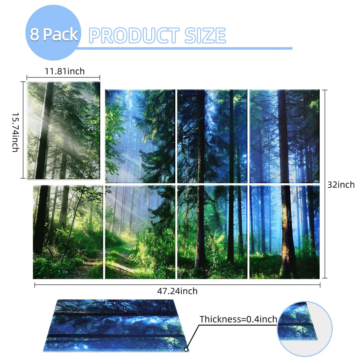 AtawLege Art Acoustic Panels 8 Pack, Sound Proof Panels for Walls, 48"X32" Self-adhesive Sound Absorbing Wall Art, Decorative Acoustical Panels, Acoustic Treatment for Recording Studio(Nature Forest) AtawLege