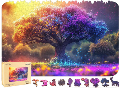Wooden Puzzles for Adults 500 Piece - Tree of Life Jigsaw Puzzles Home Decor, Natural Puzzle Royal Unique Shape Adult Puzzles, Irregular Colorful Wooden Puzzle Creative Gift for Adults(18.3 x 12.6 IN)