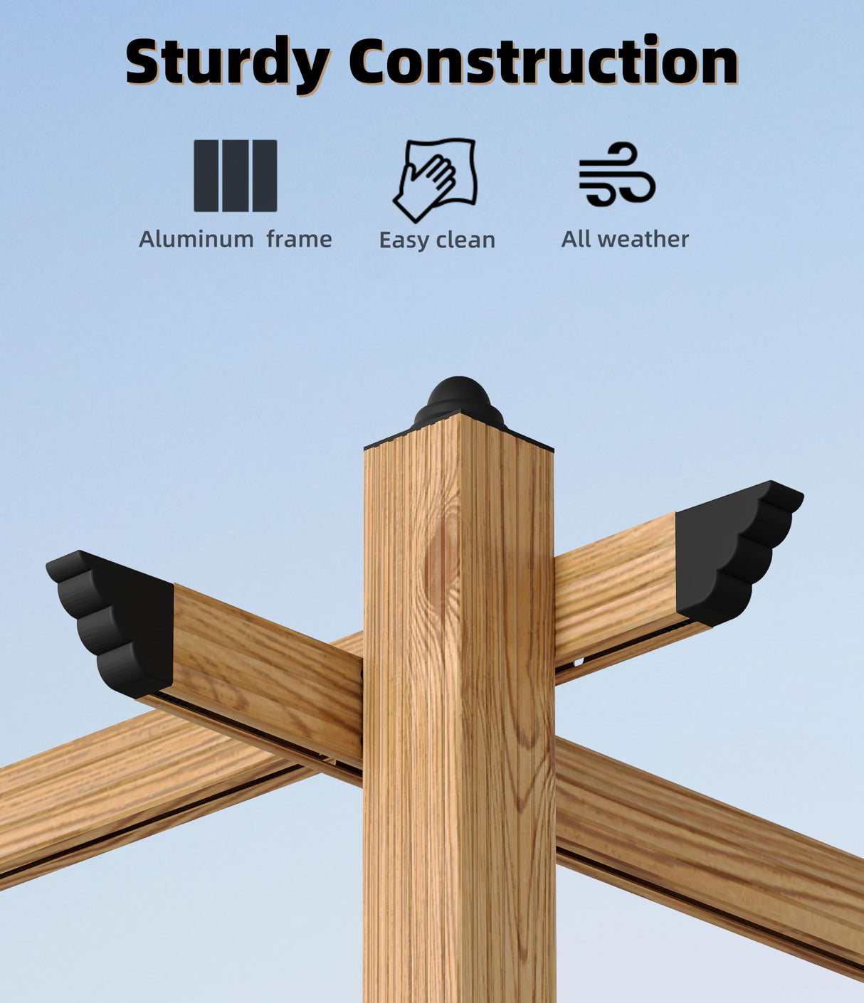 GarveeLife 10 x 13 Ft Wood-Grain Aluminum Pergola Outdoor Pergola with Retractable Canopy Sun Shade Shelter for Garden, Patio, Backyard, Deck - Gray GarveeLife