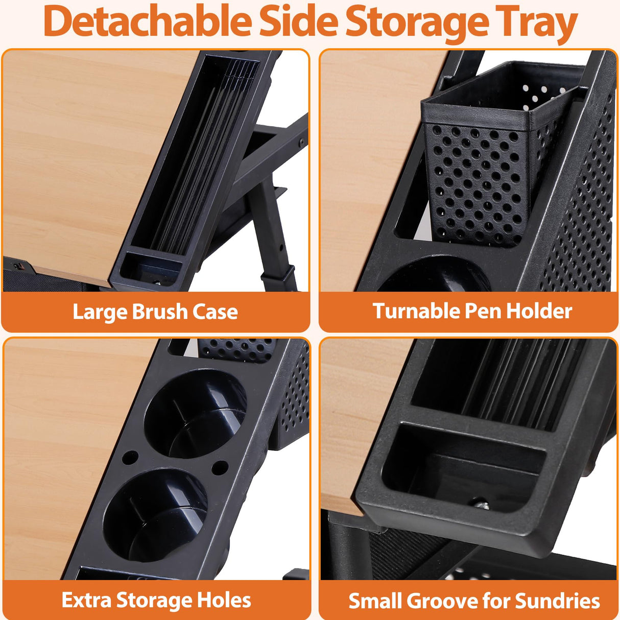 HomGarden Height Adjustable Drafting Desk Drawing Table Art Craft Work Station w/Stool, Power Outlet and Storage Drawers for Home Office Study Room, Natural HomGarden