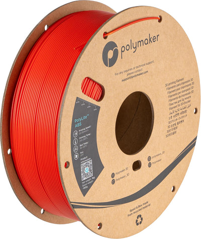 Polymaker ABS Filament 1.75mm Red, ABS 3D Printer Filament 1.75mm Heat Resistant 1kg - PolyLite ABS 3D Printing Filament 1.75mm, Strong & Durable, Dimensional Accuracy +/- 0.03mm