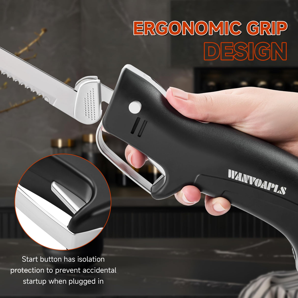 Electric Knife - Carving Knife Set, Black Ergonomic Handle Electric Knifes Cutting 2000 Times/Minute with 60-inch Power Cord, for Meat, Poultry, Bread, Brisket Slicing, Thanksgiving and Christmas Gift Wanvoapls
