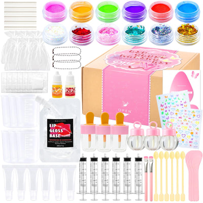 WhizToys 74 PCS Lip Gloss Making Kit, DIY Make Your Own Lip Gloss Kit Beginner,Fun Craft Set for Girls Kids Teens Women, Birthday Gifts Set for Girl,Woman
