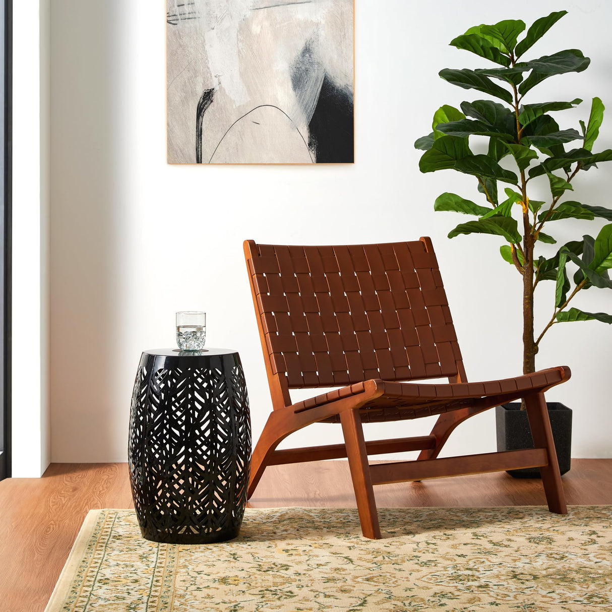 Glitzhome Decorative Garden Stool with Solar Powered Light,18.25" H Metal Outdoor Iron Side Table Coffee End Table Nightstand Decorative Planter Stand for Living Room Front Porch Garden,Black Glitzhome