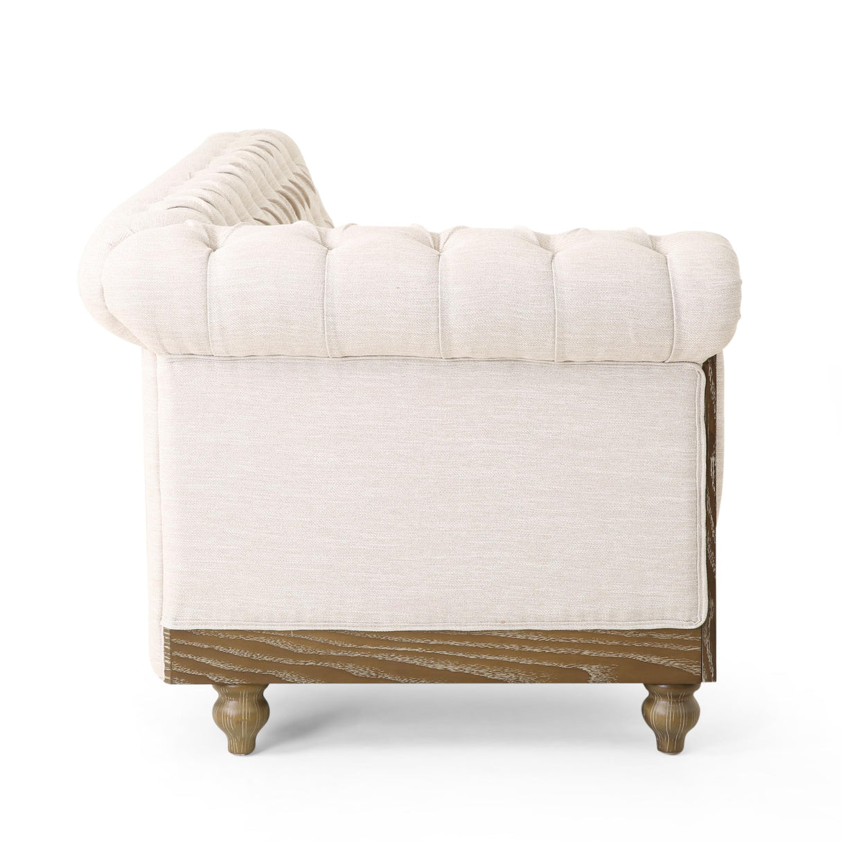 Merax Chesterfield Sofa, Retro Upholstered 6 Seater Rolled Arm Couch for Living Room Bedroom Office, Beige Merax