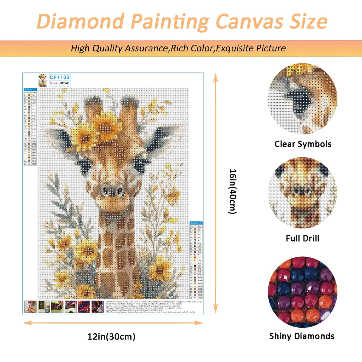 Auremi Diamond Art Painting Kits for Adults, 5D Giraffe Diamond Painting Kits for Adults Beginners DIY Full Drill Animal Diamond Dots Crystal Craft Kits for Home Wall Decor Gifts 11.8x15.7 inch Auremi