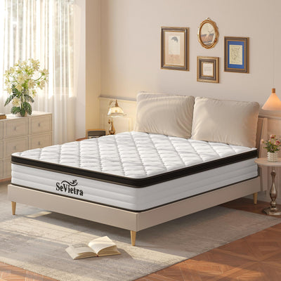 SeVietra Mattress Queen Size, Colchones Queen 12 Inch in a Box, Individually Pocket Springs, Medium Firm, Pressure Relief, Breathable Comfor tand Durable, CertiPUR-US Certified