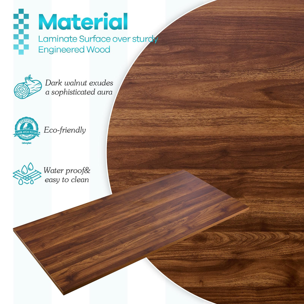 Kaboon Universal Tabletop 40"x18", Solid One-Piece Melamine Table Top, Double Desk L-Desk Floating Desk DIY, Home and Office,Dark Walnut Kaboon