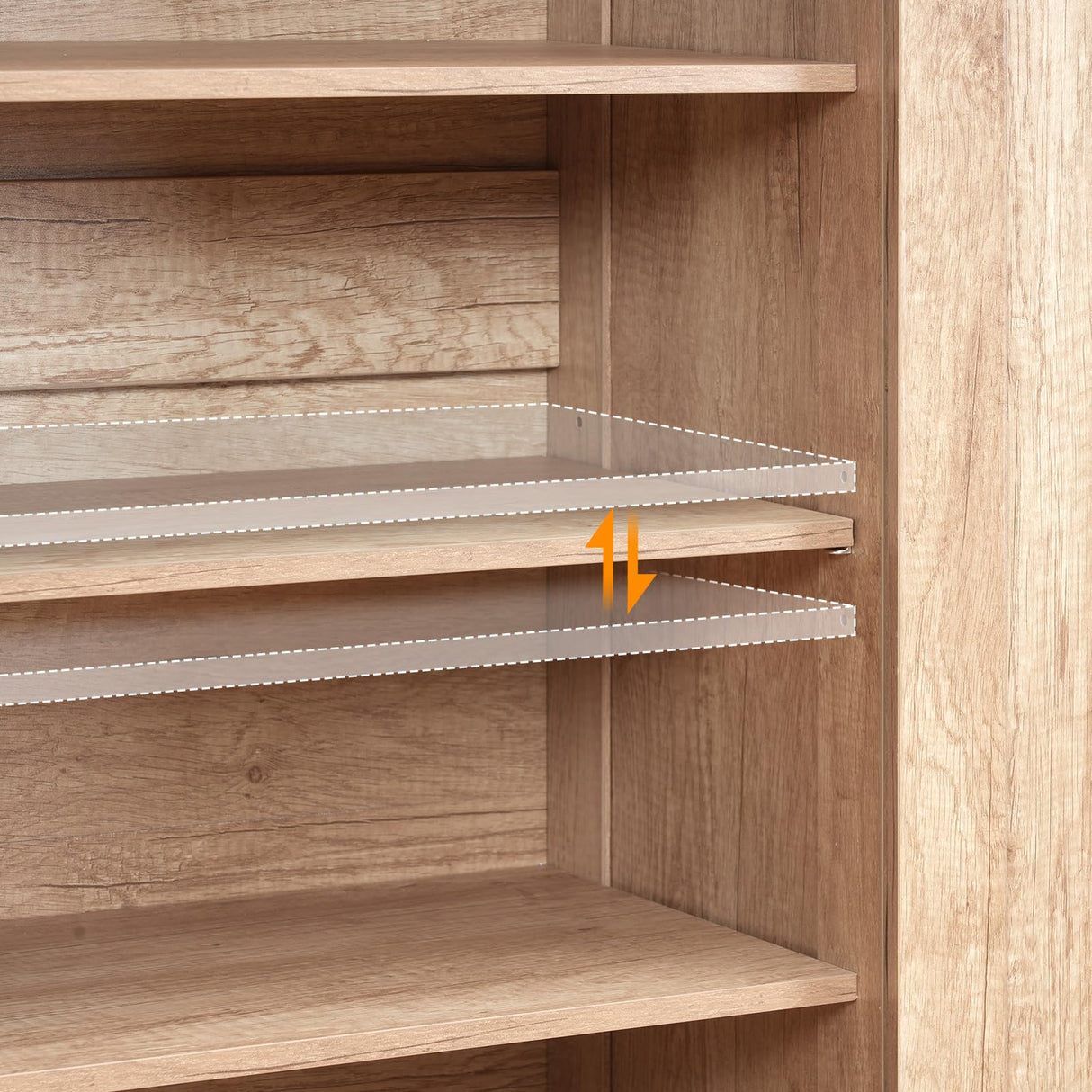 HOOBRO Pantry Cabinet, Kitchen Pantry Cabinet with Rattan-Like Decoration,Storage Cabinet with Drawer and Adjustable Shelf, Farmhouse Style Kitchen Pantry for Kitchen, Dining Room, Natural NL12PC01 HOOBRO