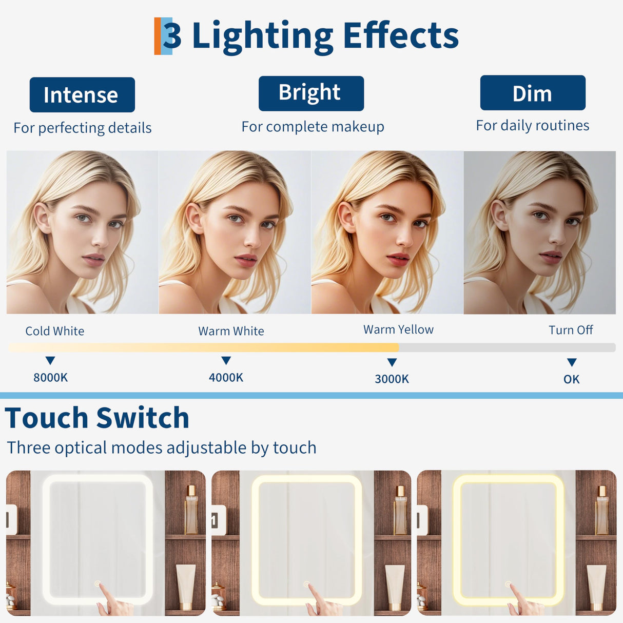 Farmhouse Makeup Vanity Desk with solid wood stool, Makeup Vanity with Mirror and Lights & Power Outlet, Makeup Table with 2 Drawers, Dressing Table with Glass Top for Bedroom Dressing Room, Brown GarveeHome