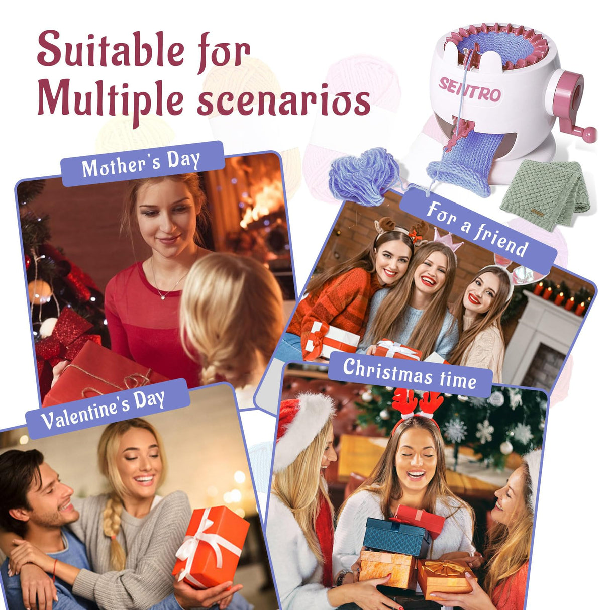 SENTRO Knitting Machine, 22 Needles Knitting Machines for Kids, Crochet Knitting Machine Kit for Sock/Hat/Pumpkin FYGAIN