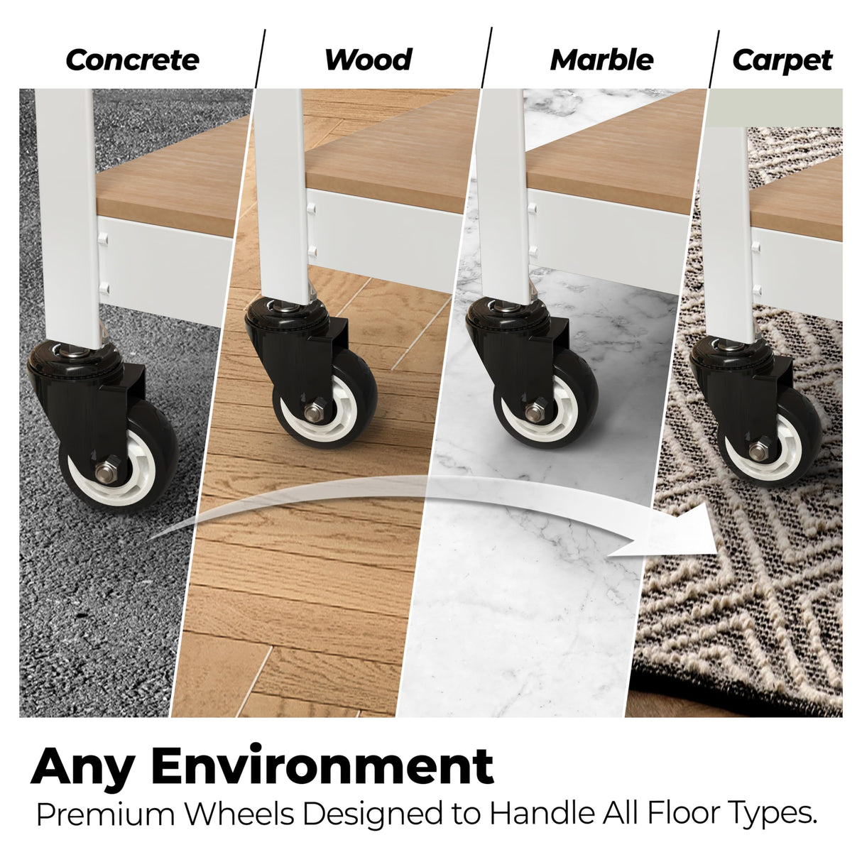 HOMEDANT House White 5-Tier Metal Boltless Rolling Cart Shelf Rack Casters Heavy Duty Wheel Shelving Unit Adjustable Storage Shelves Organizer Shelf Kitchen Garage 48.1" W x 18.5" D x 75.4" H 1Pack HOMEDANT