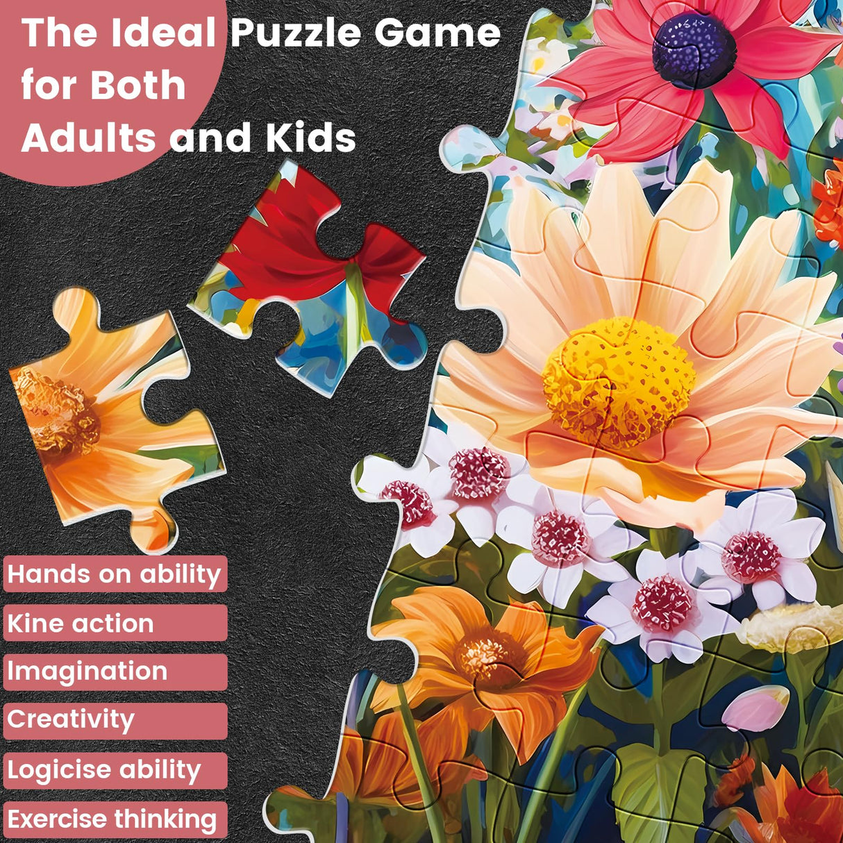 Jigsaw Puzzles 300 Pieces for Adults, 300 Pieces Flower Puzzle Recycled Cardboard Paper Puzzles Coolest Challenging Puzzles for Kids Adults Elderly 20.5 * 15IN WSCXSC