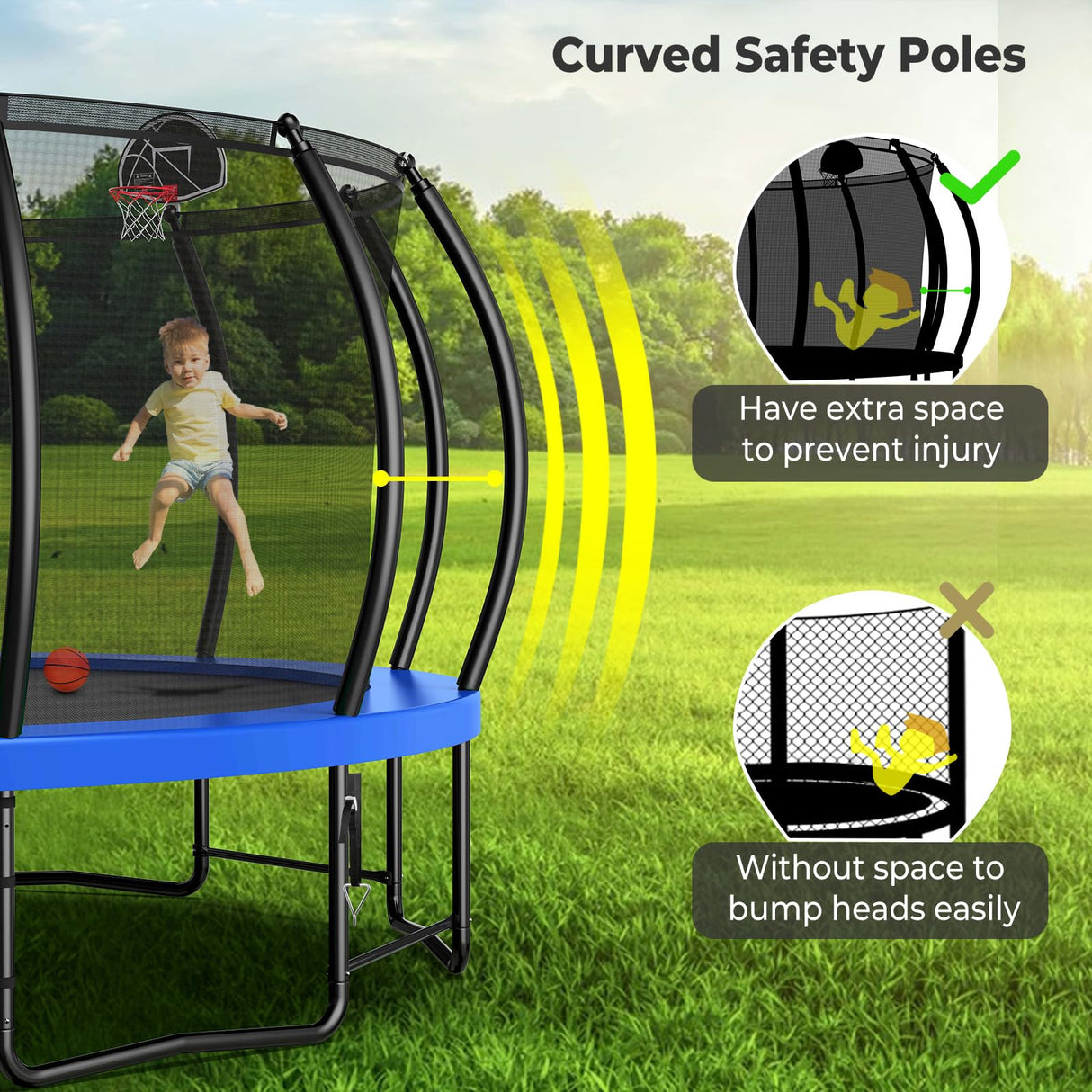 Lyromix Large Outdoor Trampoline with Basketball Hoop, 15FT Trampoline with Lights for Kids and Adults, Recreational Trampolin with Sprinkler and Stakes Lyromix