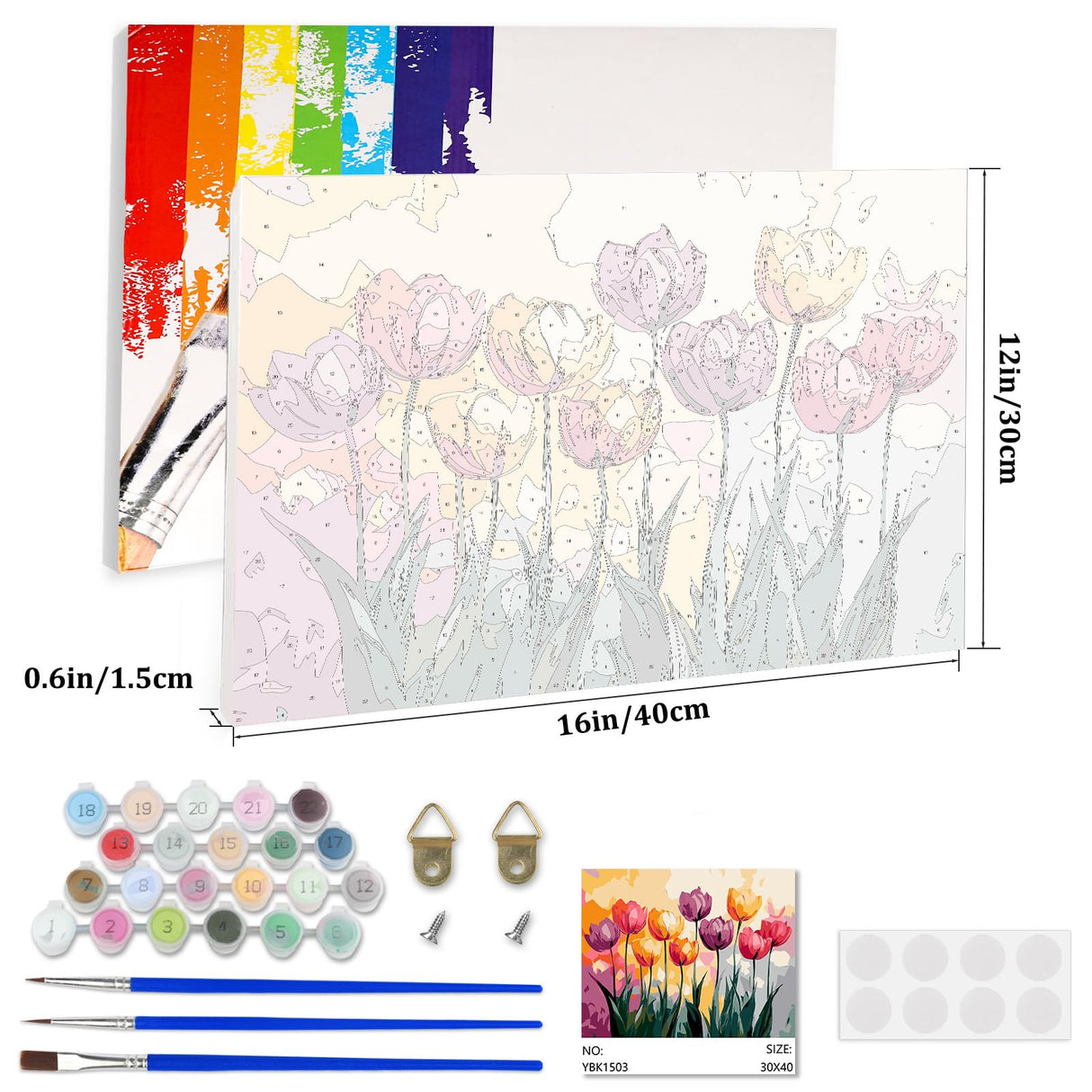 Lxmsja Tulips Paint by Numbers Kit for Adults, Acrylic Beauty Nature Paint by Numbers for Adults Beginner, DIY Craft Supplies Oil Painting Kits for Home Wall Decor 16x12 inch (Framed) Lxmsja