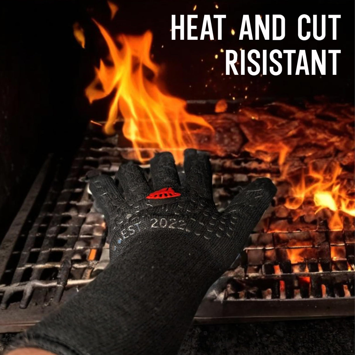 Clean Grill 1472°F Heat Resistant BBQ Gloves | Fire Resistant Silicone & Aramid Fiber for Cooking, Baking, Grilling | Extra Safety, Comfort, Non-Slip Grip, Durable, Flexible, Touchscreen Compatible CLEAN GRILL EST. 2022